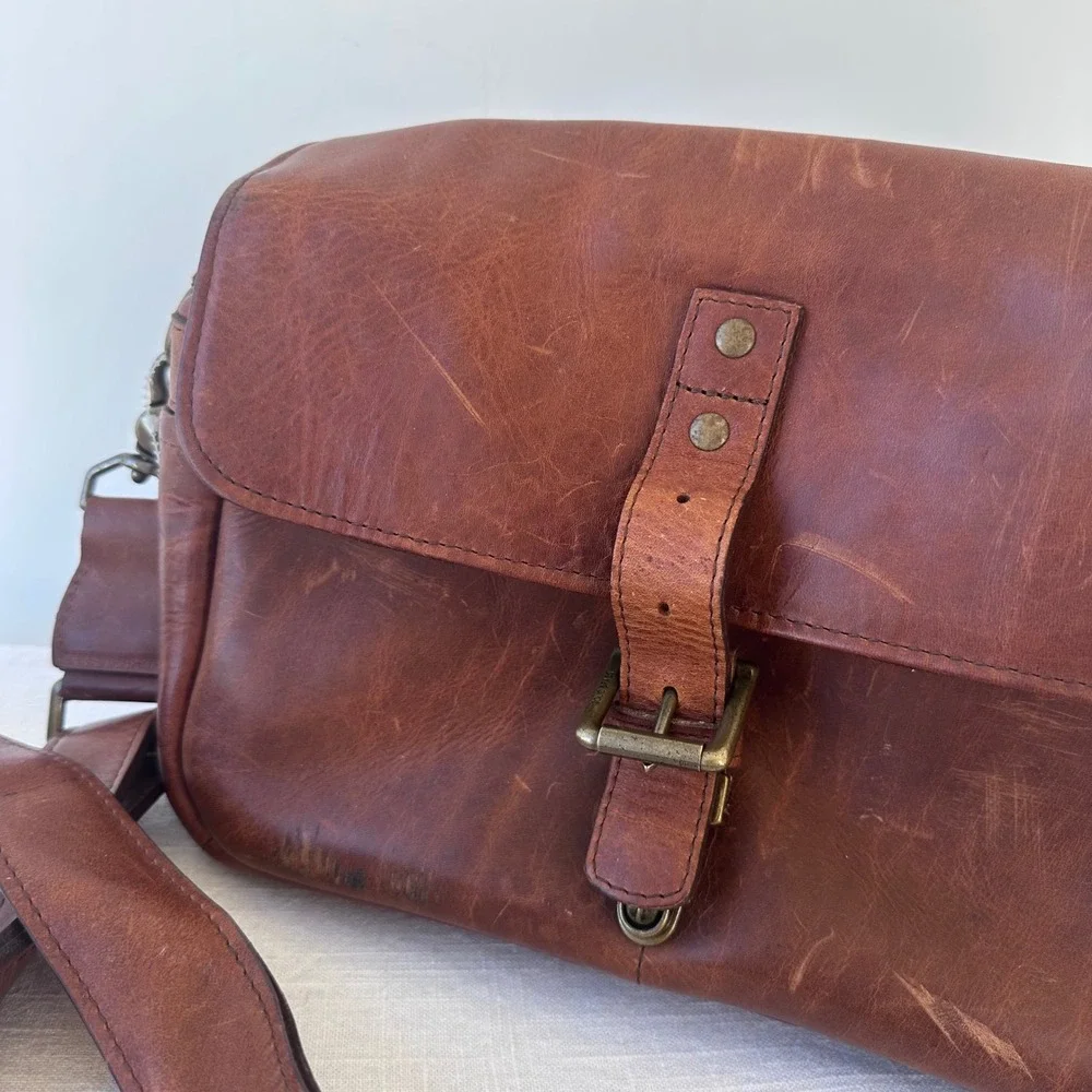 ONA The Bowery Leather Camera Bag Messenger Crossbody Antique Cognac‎ Brown